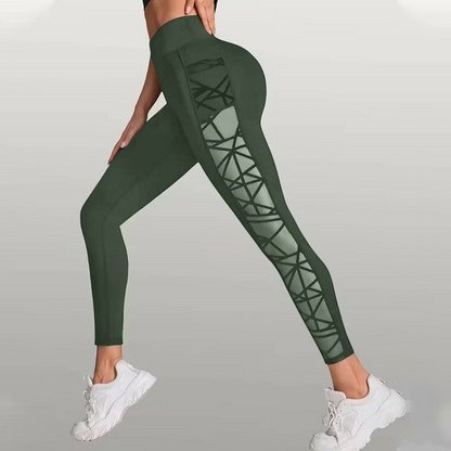 Flexara — Legging de Yoga à Panneaux en Maille Taille Haute