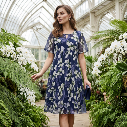 Isaline — Robe Chiffon Florale Longueur Genou