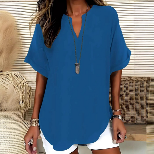 Thessaly — Blouse Ample avec Ourlet Asymétrique
