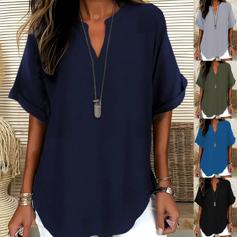Thessaly — Blouse Ample avec Ourlet Asymétrique
