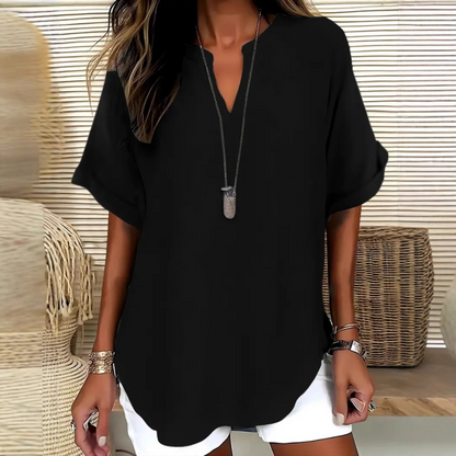 Thessaly — Blouse Ample avec Ourlet Asymétrique