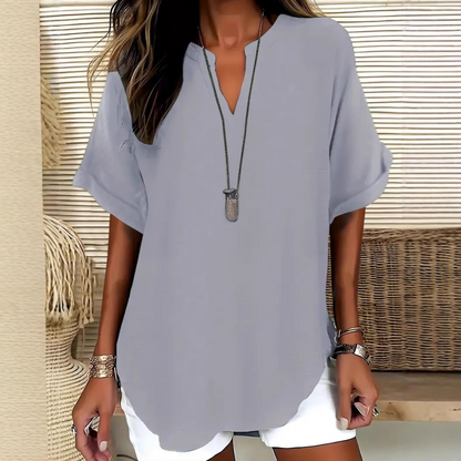 Thessaly — Blouse Ample avec Ourlet Asymétrique
