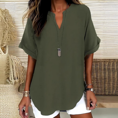 Thessaly — Blouse Ample avec Ourlet Asymétrique
