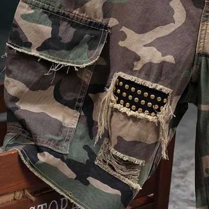 Marchoval — Shorts Cargo Camouflage à Clous