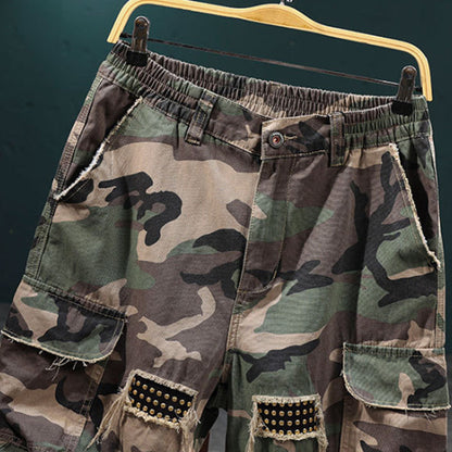 Marchoval — Shorts Cargo Camouflage à Clous