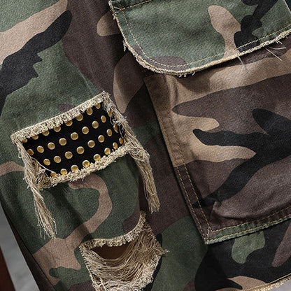 Marchoval — Shorts Cargo Camouflage à Clous