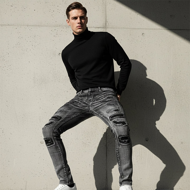 Fenwick — Jeans Slim-Fit Distressés en Lavage Gris