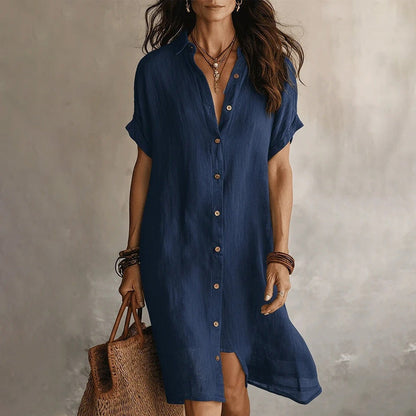 Lorienne — Robe Chemise en Coton-Lin Boutonnée