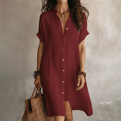 Lorienne — Robe Chemise en Coton-Lin Boutonnée