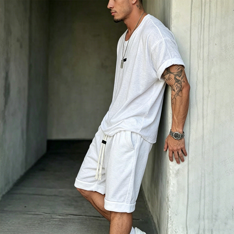 Callenford — Ensemble de loisirs en mélange de coton – T-shirt & Shorts