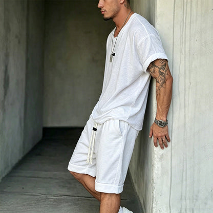 Callenford — Ensemble de loisirs en mélange de coton – T-shirt & Shorts