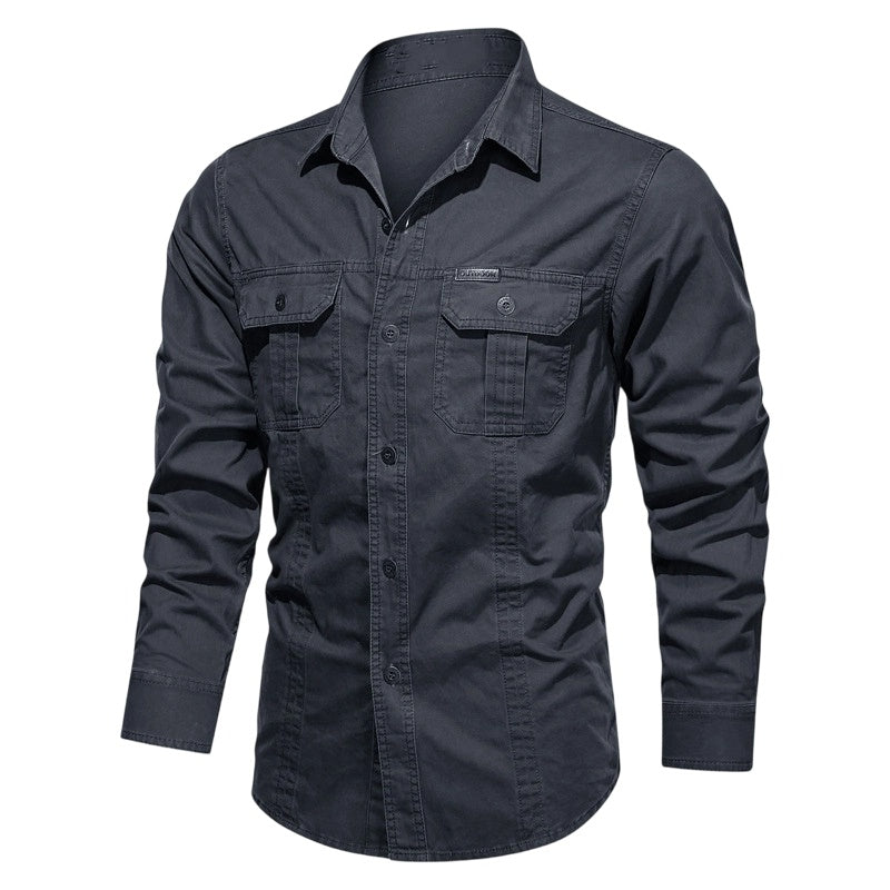 Warren — Chemise de travail en coton à manches longues pour hommes