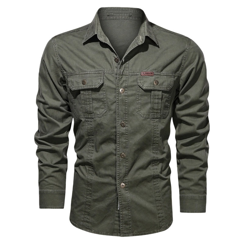 Warren — Chemise de travail en coton à manches longues pour hommes