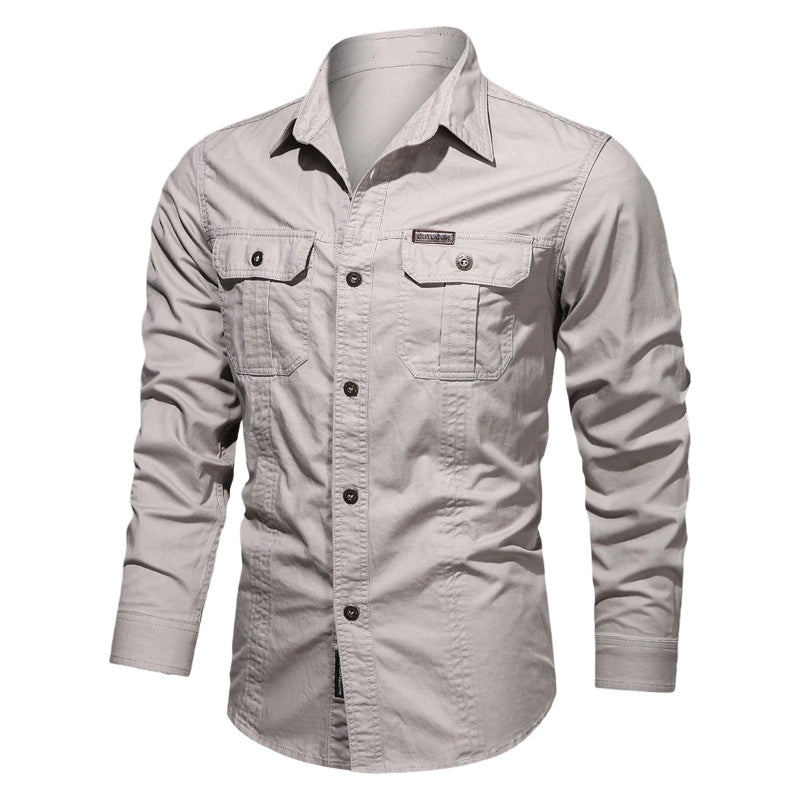 Warren — Chemise de travail en coton à manches longues pour hommes