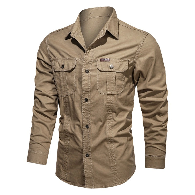 Warren — Chemise de travail en coton à manches longues pour hommes