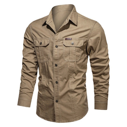 Warren — Chemise de travail en coton à manches longues pour hommes