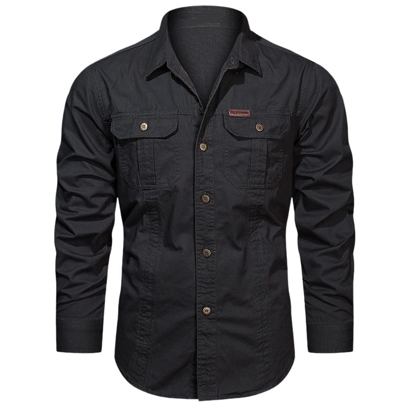 Warren — Chemise de travail en coton à manches longues pour hommes