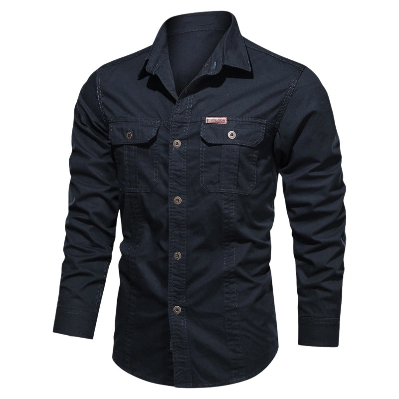 Warren — Chemise de travail en coton à manches longues pour hommes