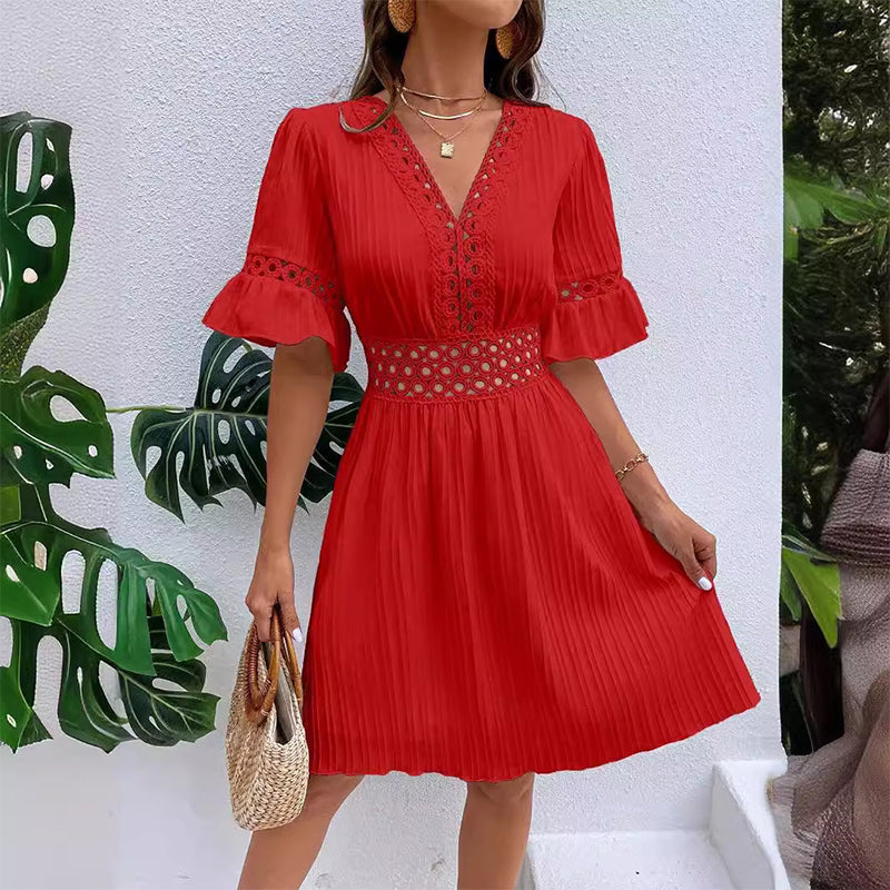 Thessalie — Robe d'été plissée avec dentelle