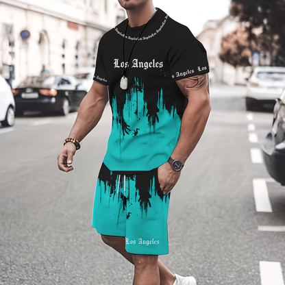Rovale — Ensemble d'été homme : T-shirt graphique et shorts