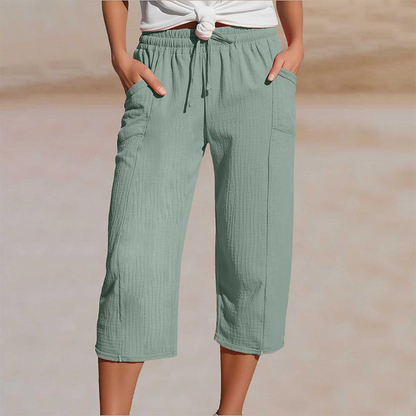 Linella — Pantalon large plissé en coton-lin