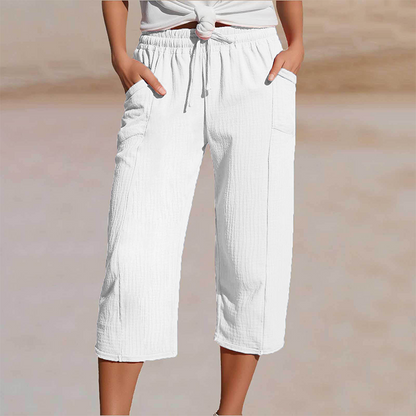 Linella — Pantalon large plissé en coton-lin