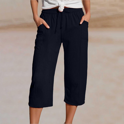 Linella — Pantalon large plissé en coton-lin
