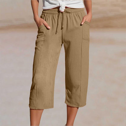 Linella — Pantalon large plissé en coton-lin