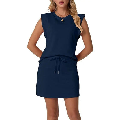 Selvane — Ensemble Top Sans Manches & Jupe à Cordon