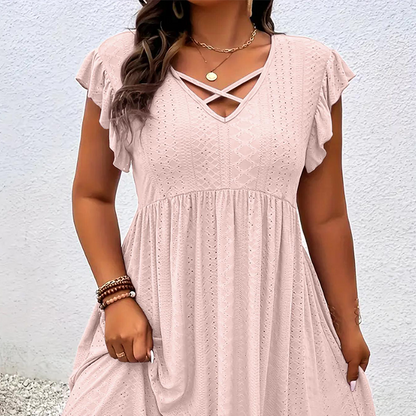 Verlacine — Robe ajustée à col en V avec volants