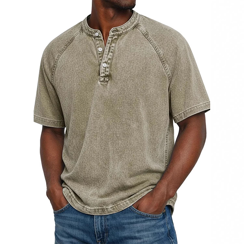 Kaelo — Chemise à manches courtes pour hommes avec col montant