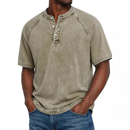 Kaelo — Chemise à manches courtes pour hommes avec col montant