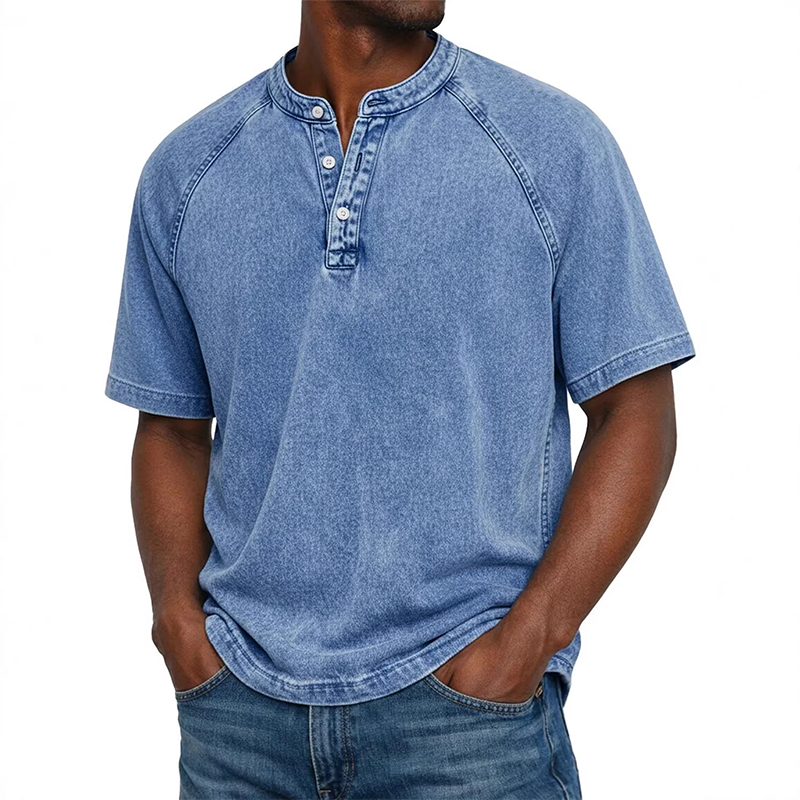 Kaelo — Chemise à manches courtes pour hommes avec col montant