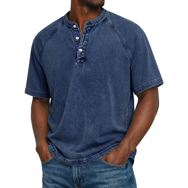 Kaelo — Chemise à manches courtes pour hommes avec col montant