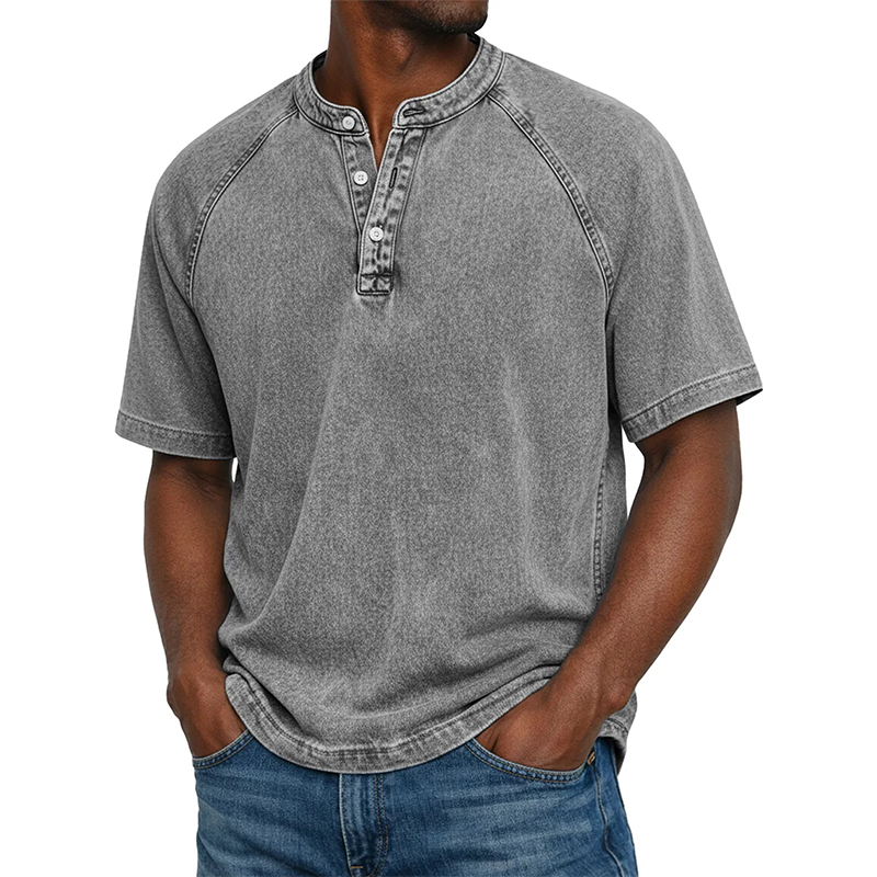 Kaelo — Chemise à manches courtes pour hommes avec col montant