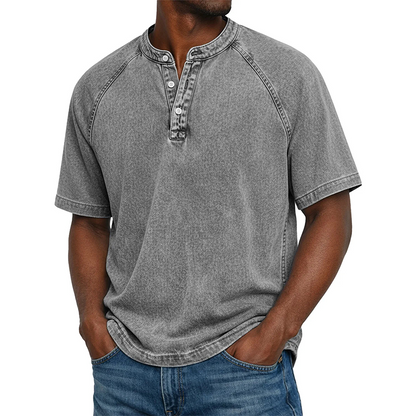 Kaelo — Chemise à manches courtes pour hommes avec col montant