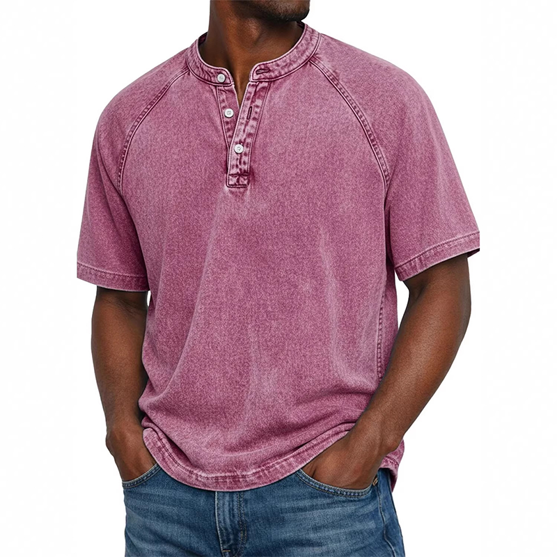 Kaelo — Chemise à manches courtes pour hommes avec col montant