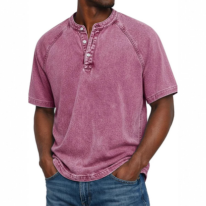 Kaelo — Chemise à manches courtes pour hommes avec col montant