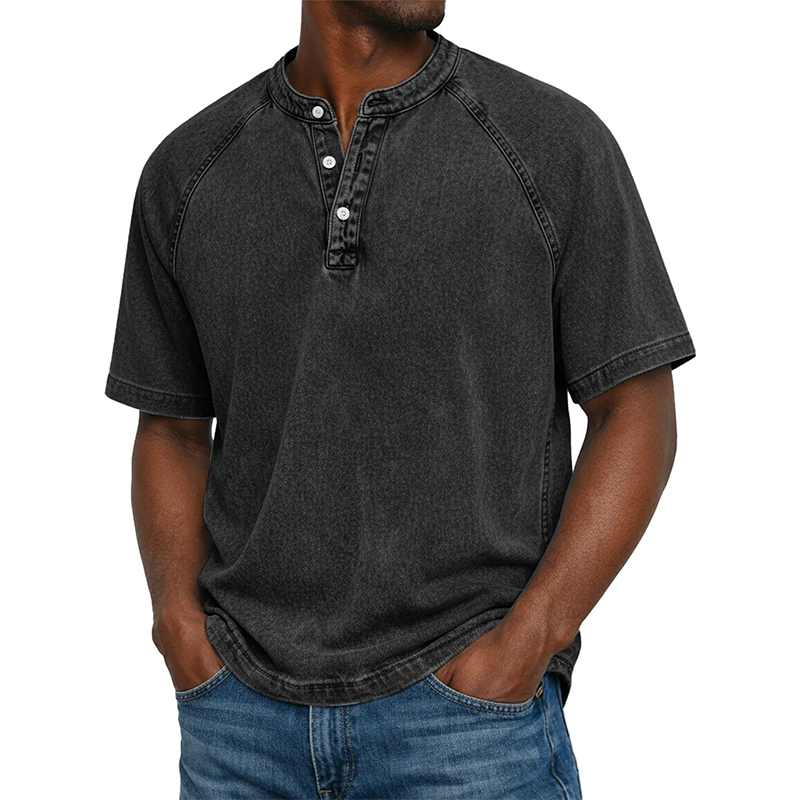 Kaelo — Chemise à manches courtes pour hommes avec col montant