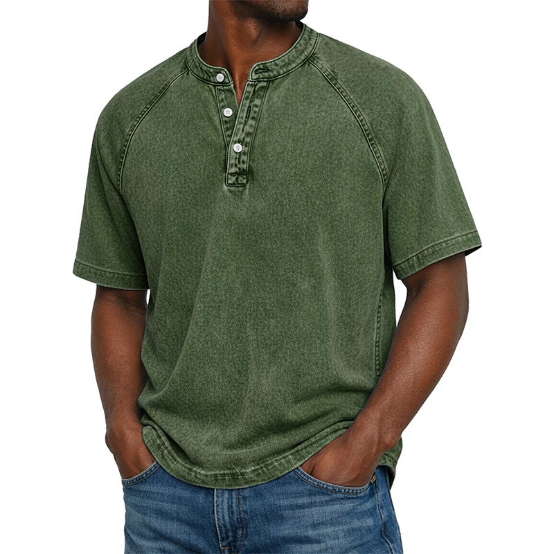 Kaelo — Chemise à manches courtes pour hommes avec col montant