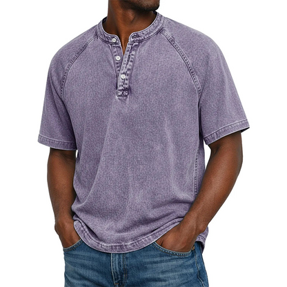 Kaelo — Chemise à manches courtes pour hommes avec col montant