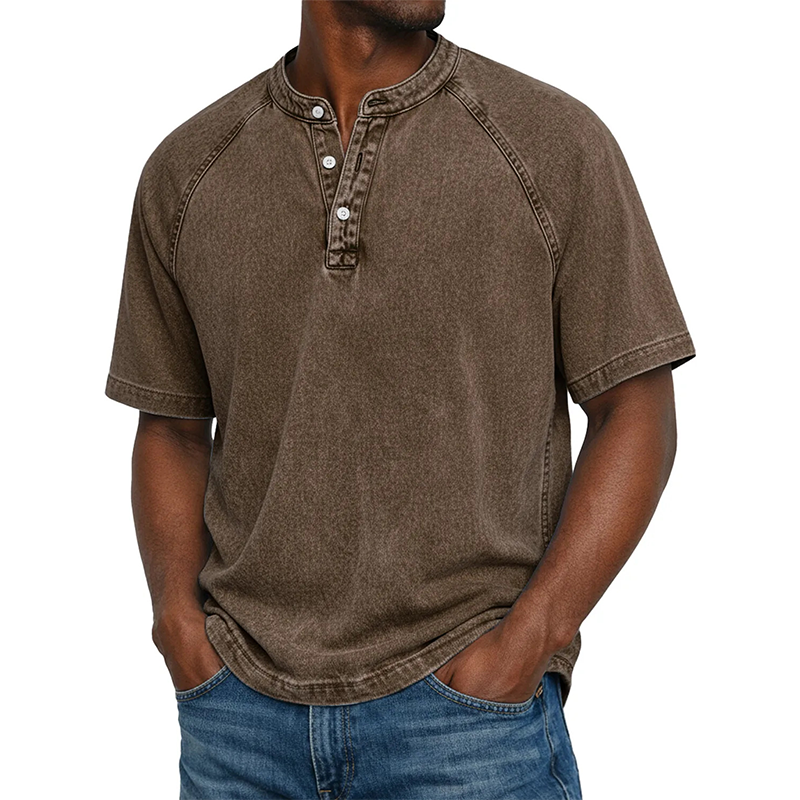Kaelo — Chemise à manches courtes pour hommes avec col montant