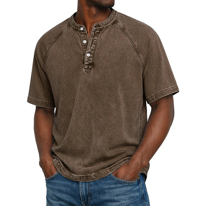 Kaelo — Chemise à manches courtes pour hommes avec col montant