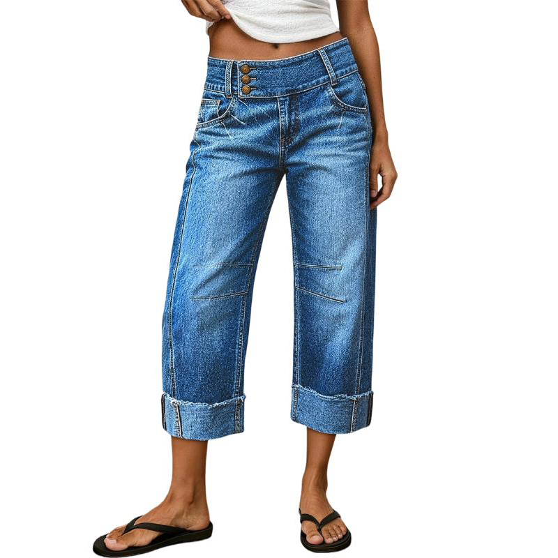 Marchella — Pantalons en Denim à Taille Haute et Jambes Larges